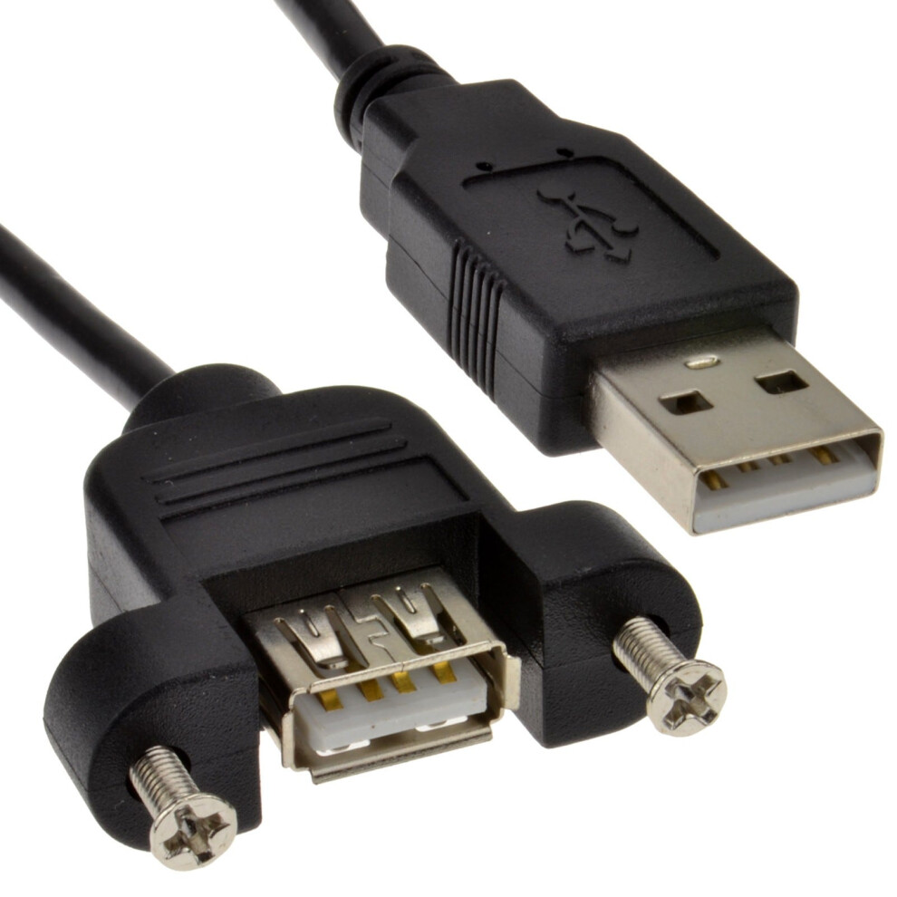 Kenable Usb 2.0 Panel Mount Female A Socket To A Plug 24Awg Cable 3M Black
