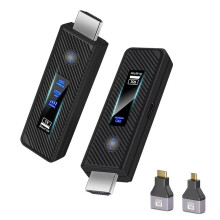 Trasmettitore e Ricevitore Wireless Compatibile con , Display LED, Estensione HD 1080P 50M per PC, Monitor, Proiettore, TV, Nero