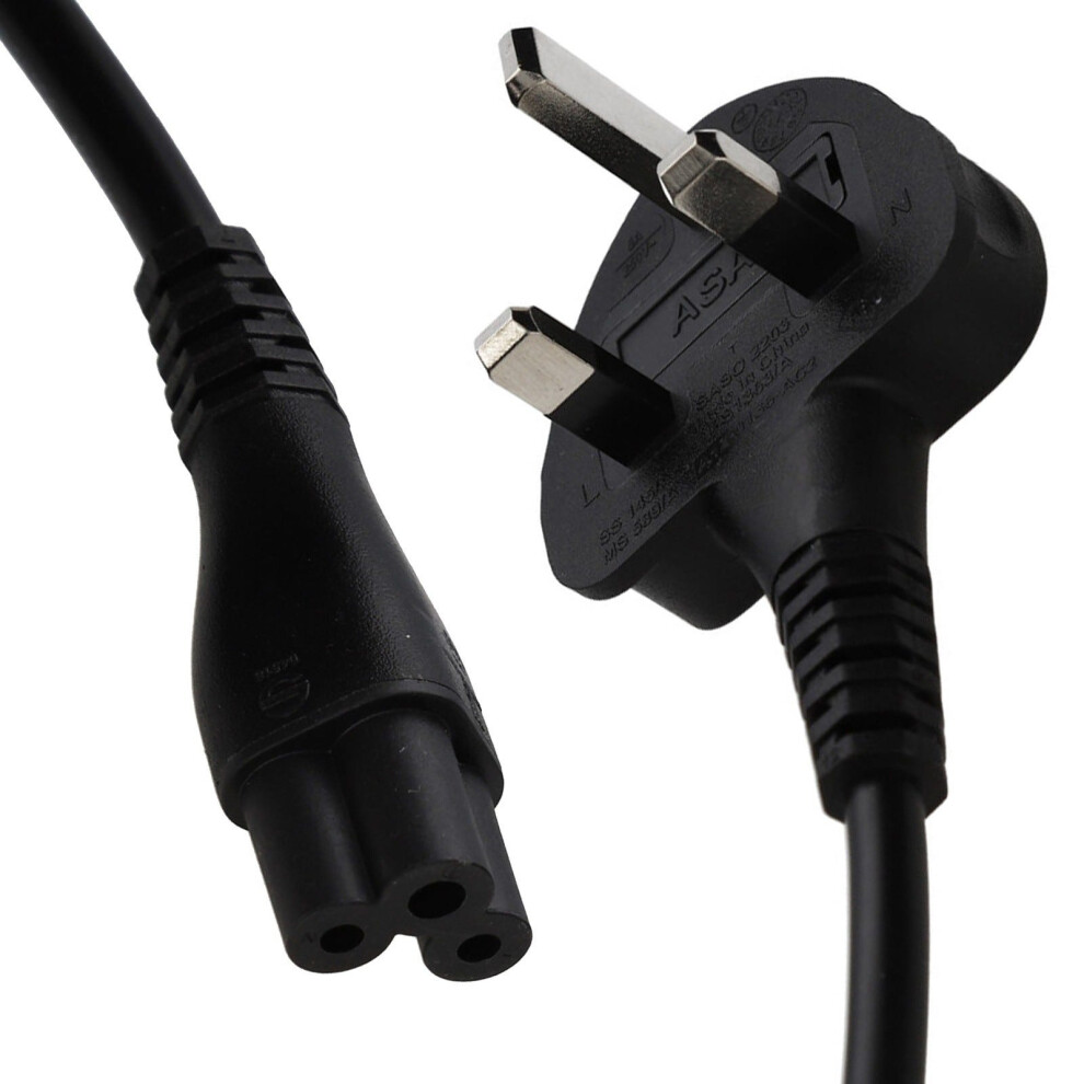 Kenable Power Cable Uk Plug (5A Fused) To C5 (Cloverleaf) 0.75Mm Lead 2M Black