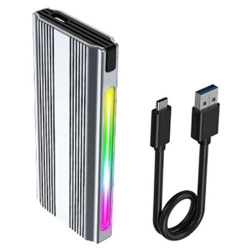 USB Type C RGB M 2 Enclosure Aluminum M2 SSD Case USB Type-C 3.1 10Gbps Solid State Dual Protocol Hard Drive Box 1