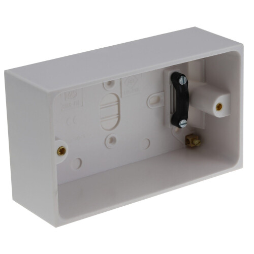 kenable Surface Mount Back Box Pattress Box 2 Gang 47mm with Cable Holder EARTHED