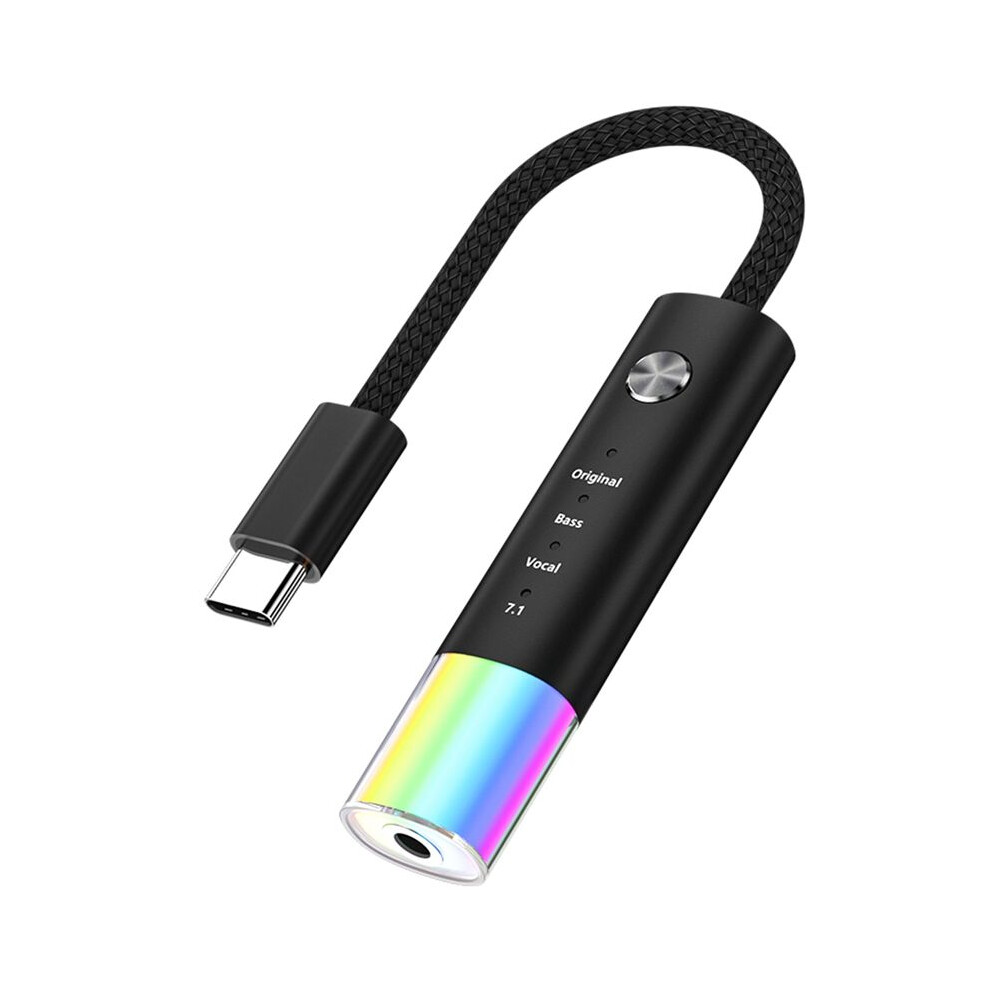 Universal Typec To 3.5Mm Headphone Audio Converter Hifi Sound Quality 7.1 Channel Wired Call Typec Adapter Black 4711460313956