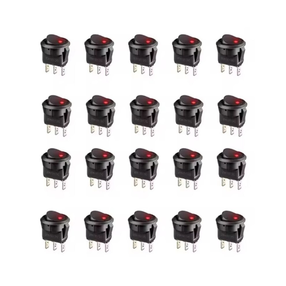 20Pcs -Off Control Push Button 3 Pin 12V 20A Amps Car Truck Rocker Round Toggle Led 6031369113920