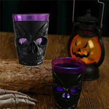 4 Luces para Copas de Vino, Decoraciones de Halloween, Lámpara Electrónica Brillante para Fiestas, Luz de Calavera Aterradora para Interiores y