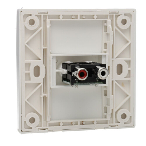 Audio RCA Phono Wall Faceplate Pass Through Coupler No Soldering White 1