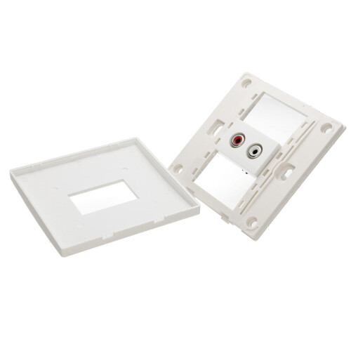 Audio RCA Phono Wall Faceplate Pass Through Coupler No Soldering White 2