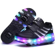 (Black,EU41)LED Schuhe mit Rollen Mesh Rollschuh leuchtend Kind leuchtend Herren Damen Sneaker