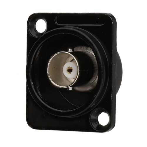 Brushed Aluminium Black BNC CCTV Wall Faceplate D-Series Chassis Mount Insert