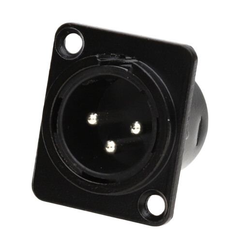 Brushed Aluminium Black 3 Pin XLR Wall Faceplate D-Series Chassis Mount Insert