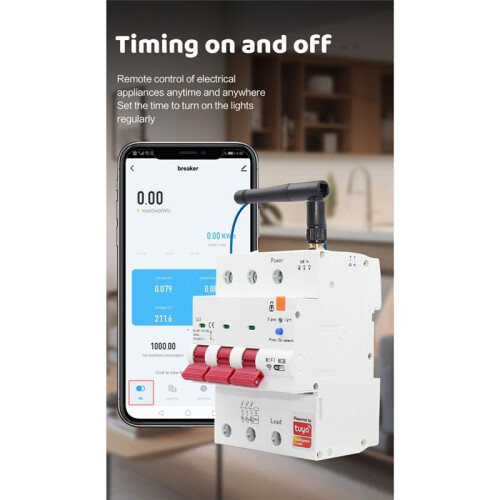 Tuya  WiFi RS485 3P+N MCB Breaker Prepaid Meter Timer  Voltage Current Protector Voice Control 63A Adjustable 2