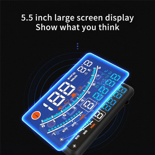 Monitor Plano de Carro OBDII EUOBD 5.5 Polegadas Projetor de PáRa-Brisa HUD Display Lembrete de MudançA de Temperatura da áGua. RPM /H 1