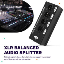 Zbalansowany Rozdzielacz Audio XLR 3-Pinowy, 1 Wejście, 4 Wyjścia, Rozdzielacz Sygnału Audio, Nie Wymaga Zasilania, Rozdzielacz Audio XLR 1X4