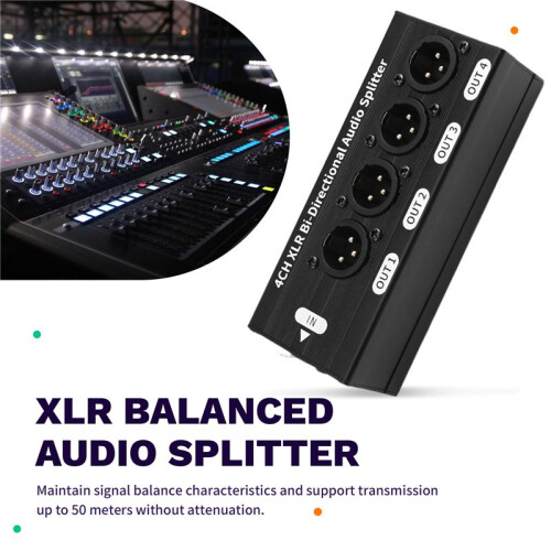 Spitter Box XLR Balanced Audio Splitter 3 Pin 1 Input 4 Output Audio Signal ...