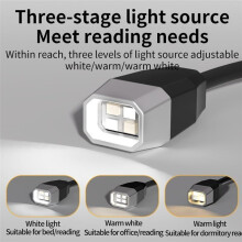 Luce da Lettura con Clip per Orecchio A 360, Lampada da Notte per Leggere A Letto, 3 Colori e 3 Livelli di Luminosità, per Bambini e Adulti