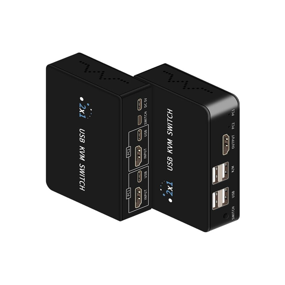 Usb Kvm Switcher 2 In 1 Out Laptop Printer Shared 4K 60Hz Usb Keyboard Mouse Monitor Selector Switcher Box 4712691497569