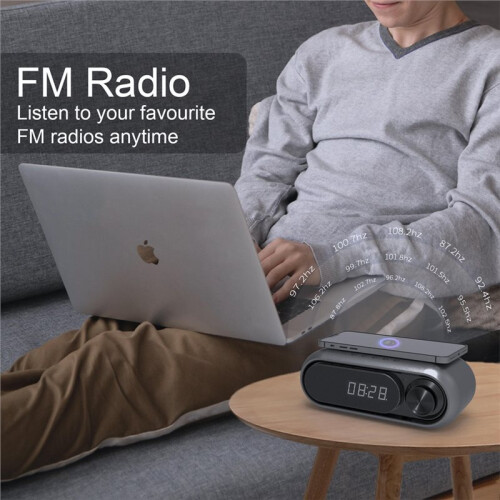 Portable Charger  Speaker with Clock,LED  Display,15W Wireless Charging,Multifunctional  Speaker 2