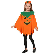 Halloween Pompoen Cosplay Kostuum Pompoen Poncho met Hoofdband Set Lichtgevend Halloween Kostuum voor Kinderen