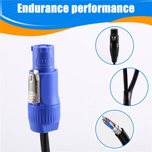 Cabo Combinado Powercon Flexível de 2 M XLR DMX512 Cabo Combinado de Alimentação 3 X 1,5 mm para Cabeça Móvel de Iluminação de Palco