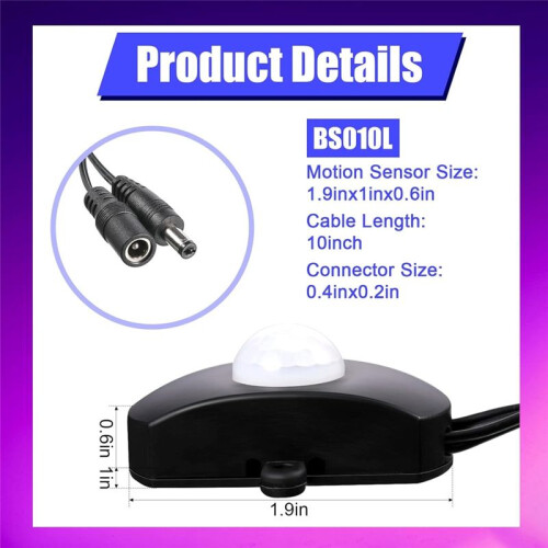 3pcs  5V-24V 5A PIR Motion Activated Sensor Light  Occupancy Motion Sensor with  Coupler Cable for Party 1