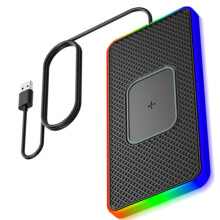 Cargador Inalámbrico de Silicona RGB para Coche, con Luz Ambiental, para Teléfono Móvil.