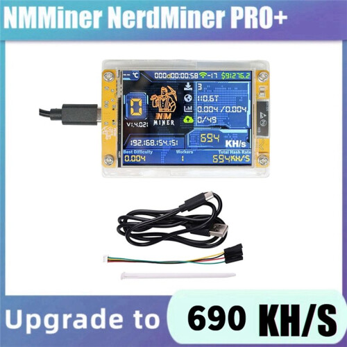 690KH/S NMMiner NerdMiner 2,8 Polegadas com Tela Inteligente e Taxa de Hash Atualizada para Mineração Solo de Criptomoedas Bitcoin NerdMiner 1