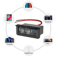 Presa Accendisigari Doppia, Presa USB da 78 W e 12 V, Doppia Porta USB-C PD e QC3.0 per Caricabatteria da Auto con Interruttore per Autobus e Barche