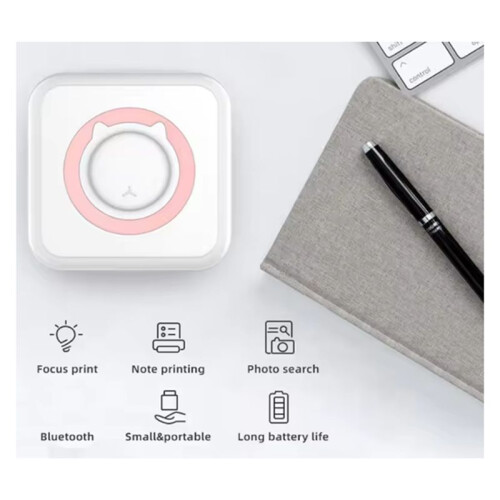 Portable  Thermal Printer Wirelessly BT 203dpi Photo Label Memo Wrong Question Printing with USB Cable 1
