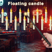 Floating Candles with Magic Wand Remote-Halloween Decorations 12PCS LED Flameless Taper Candle for Halloween Decor