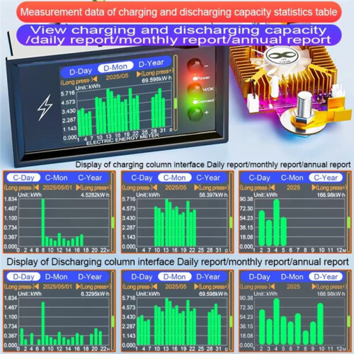 420V WiFi Tuya  Digital Lithium Battery Capacity Detection Tester  Display Voltage Current Power Coulomb Meter 2