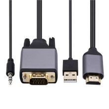 1080P -Compatible to VGA Adapter Cable 1.8m Data Cable 10Gbps HD Screen Cord with Audio Cable and Power Cable