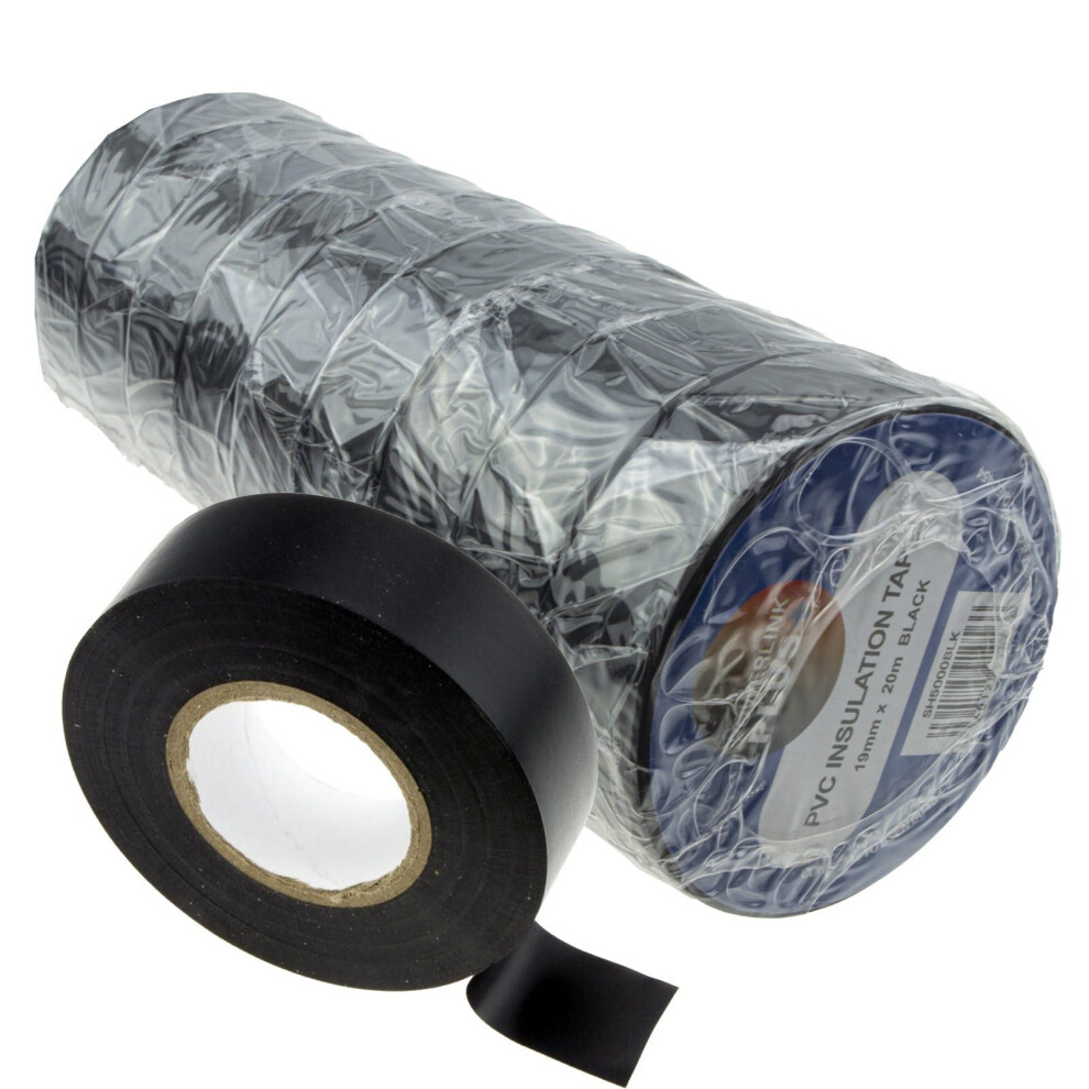 Kenable Pvc Electrical Wire Insulation/Insulating Tape 19Mm X 20M Black [10 Pack]