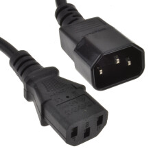 Power Extension Cable Male to Female UPS Lead IEC C13 to C14 1mm Lead 1.5m Black