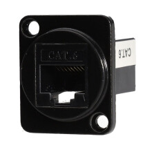 Brushed Aluminium Black Cat6 IDC Wall Faceplate D-Series Chassis Mount Insert