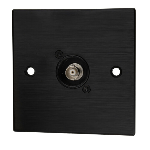 Brushed Aluminium Black BNC CCTV Wall Faceplate D-Series Chassis Mount Insert 1