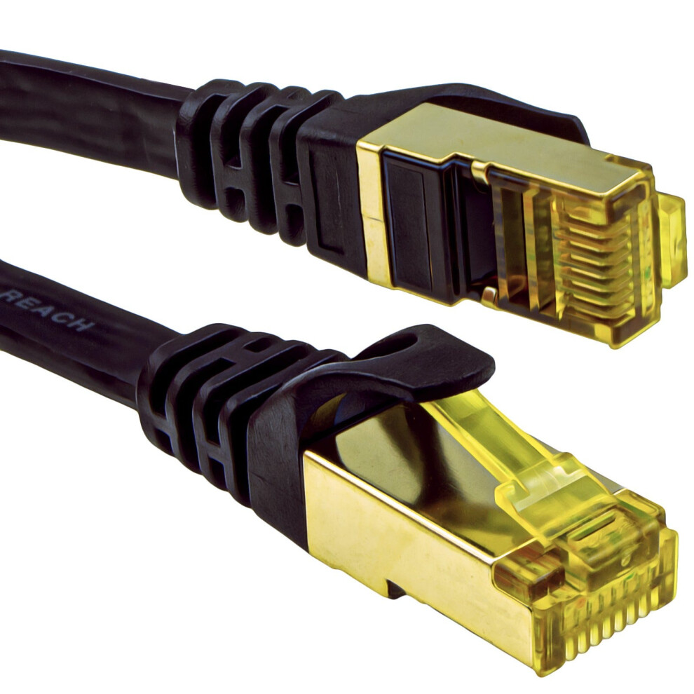 Kenable Black Flat Cat7 Ftp Shielded 600Mhz 10Gbps Ethernet Lan Cable Rj45 2M