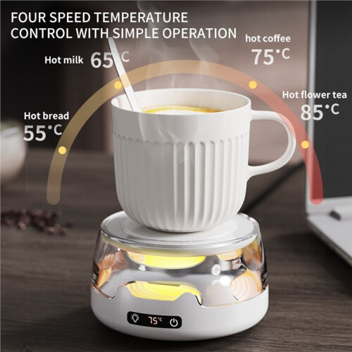 Thermostatic Heating Coaster 4-Speed Adjustment Heating 55 65 75 85 Degrees Constant Temperature Warming Coaster US Plug 2