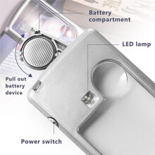Lot de 2 Loupes de Poche 3X/6X avec Lumière LED, Loupe Portable Type Carte pour la Lecture, les Bijoux et les Voyages
