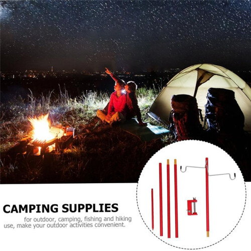 Foldable Camping Lantern 4 Section Double Hook Light Stand Outdoor Lamp Post for Camping,Fishing 1