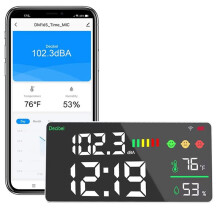 5 in 1 Tuya WiFi-Geluidsmeter CO2-Gasdetector Decibelmeter Temperatuur-Vochtigheidsmonitor voor Thuisklaslokaal