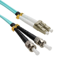 OM3 Aqua Fibre Optic ST LC Duplex MM 50 125 Patch LSZH Cable 5m