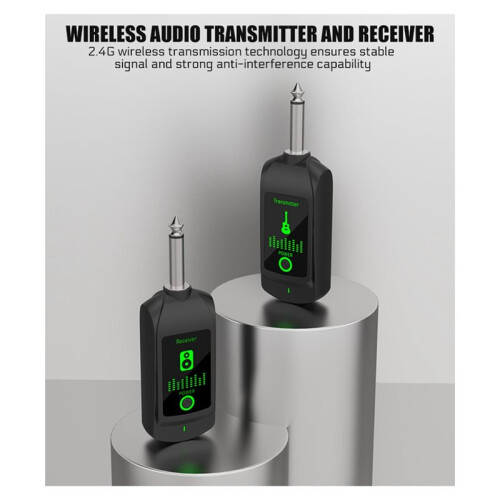 2.4G Wireless Microphone Transmitter Receiver System for Dynamic Microphone Guitar Audio Mixer PA System Audio Pickup B 1