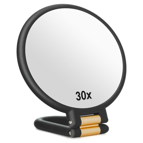 Makeup Magnifying Mirror Travel Hand Mirrors with Handle - Double Side Handheld Mirror with Adjustable Handle/Stand 30x 1