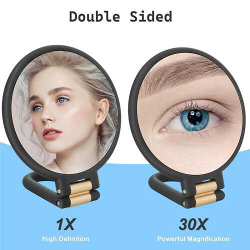 Makeup Magnifying Mirror Travel Hand Mirrors with Handle - Double Side Handheld Mirror with Adjustable Handle/Stand 30x 2