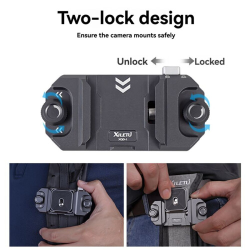 XILETU Quick Release Camera Clip with Plate Universal DSLR & Action Camera Mount for    Backpack Strap Holder