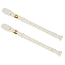 2X Students creamy-white Plastic 8 Holes Flute Recorder W Cleaning Stick