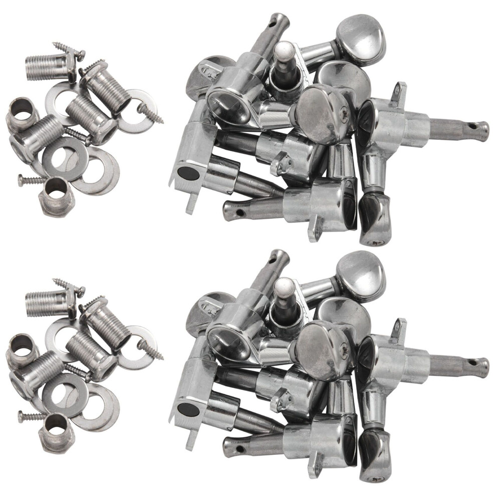 12X Fleur Tuning Pegs / Strings For Stratocaster / Tele / Acoustic Guitar 6L Silver 6031146281569