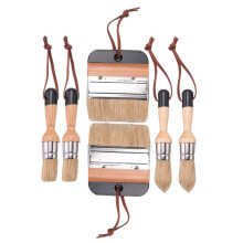 6Pack Chalk and Wax Paint Brushes Bristle Stencil Brushes for Wood Furniture Home Wall Decor