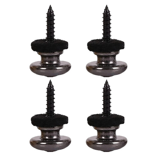 4PCS Wool Copper Guitar Strap Lock Locking Pegs Pins Mushroom Shape End Button for Acoustic Classical Guitar Black