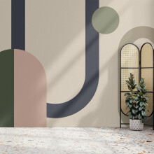 Superfresco Easy Oval Geo Pop Green/Pink Print To Order 3m x 2.8m Mural | Wallpaper Roll