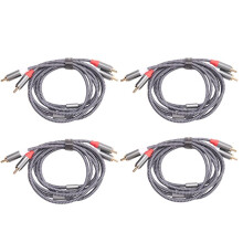 4X RCA Stereo Cable, [6Ft/1.8M, Dual Shielded Gold-Plated] 2RCA Male to 2RCA Male Stereo Audio Cable for Home Theater